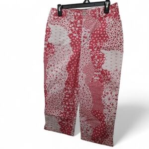 Vintage 90's Gloria Vanderbilt Floral Red and White Crop/Capri Size 16